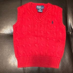 Polo by Ralph Lauren Red Cable Knit Sweater Vest